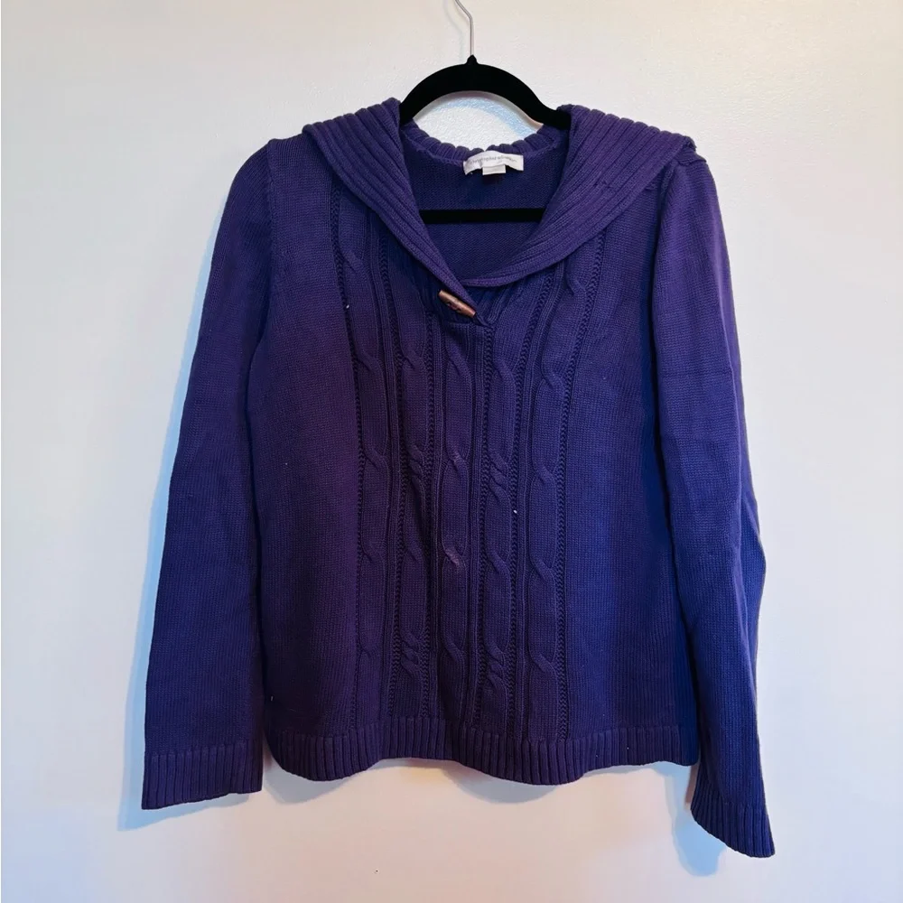 Christopher & Banks purple cable knit sweater size medium
